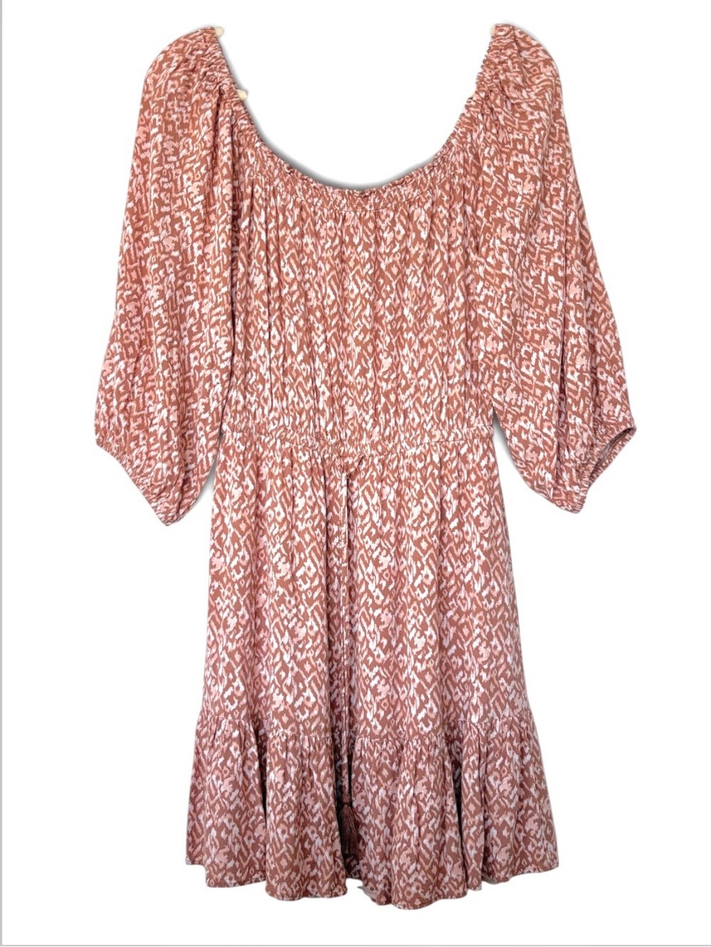 Gentle Fawn Pink Patterned Smocked Waist Dress Sz M Poetcore Cottagecore Boho